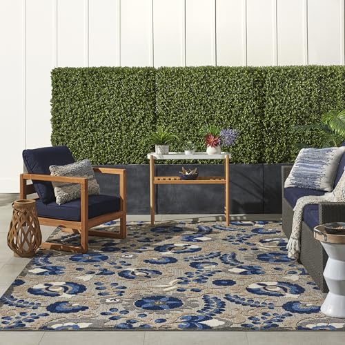 Nourison Home Aloha Natural Blue 9'6" x 13' Area Rug - Easy Clean, Non Shedding, Bed Room, Living Room, Dining Room, Kitchen (10' x 13') - color: Natural Blue, size: 9'6" x 13' (Rectangular)