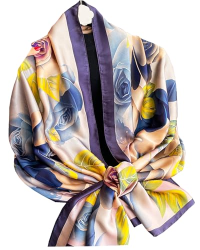 Dress Scarves Shawl Wraps Long Silky Scarf for Women Dressy Fashion Lightweight for Decorative Formal Evening Gowns - color: 1008-purple Peony