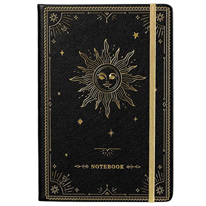 Artfan Ruled Notebook/Journal – Premium Thick Paper Classic Writing Notebook with Pocket + Page Dividers Gifts, Banded, Large, 128 Pages, Hard Cover, Lined (5.3" x 8.26") - Black - color: BLACK1
