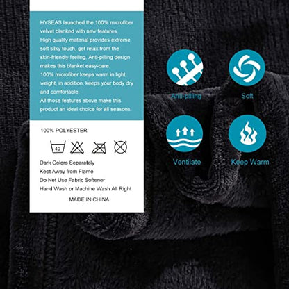 HYSEAS Flannel Fleece Throw Blanket Dark Grey - Super Soft Plush Microfiber Solid Blanket for Couch, Bed, Chair, Sofa - Fuzzy Cozy Lightweight - 50x60 Inch - color: Dark Grey
