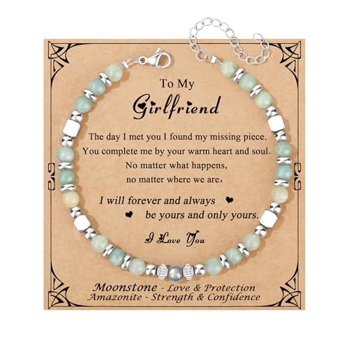 JoycuFF 𝗚𝗶𝗳𝘁𝘀 𝗳𝗼𝗿 𝗪𝗼𝗺𝗲𝗻 𝗠𝗼𝗼𝗻𝘀𝘁𝗼𝗻𝗲 𝗕𝗿𝗮𝗰𝗲𝗹𝗲𝘁 Amazonite Colorful Imperial Jasper Stainless Steel Beads Bracelets, Graduation Christmas Valentines Mothers Day Birthday Gifts - style: Girlfriend Gifts