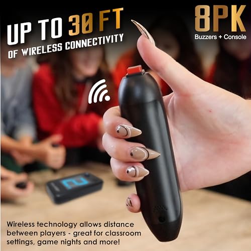 Digital Energy Wireless Handheld Game Buzzer System - Console Displays First Buzz-in - Great for Jeopardy, Family Feud, Trivia and Buzz Games - 8 Joystick Buzzers - size: 8 Player