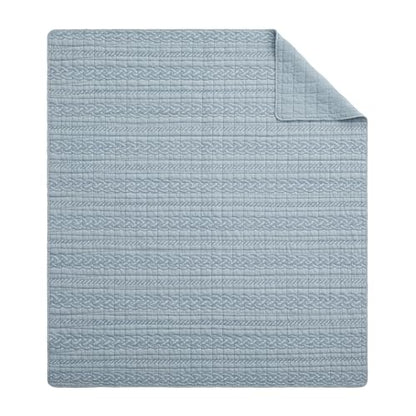 Levtex Home - Trintton Quilted Throw - 50x60in. - Artisan Woven-Inspired Bands in Blue - Reversible - Cotton - size: Throw 50x60