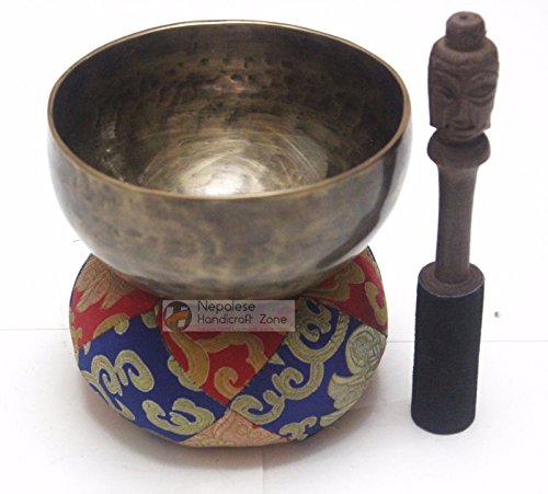 Antique Color Tibetan Handmade Meditation Singing Bowl Sets by Nepalese Handicraft Zone (5.5")