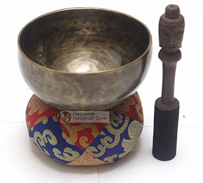 Antique Color Tibetan Handmade Meditation Singing Bowl Sets by Nepalese Handicraft Zone (5.5")