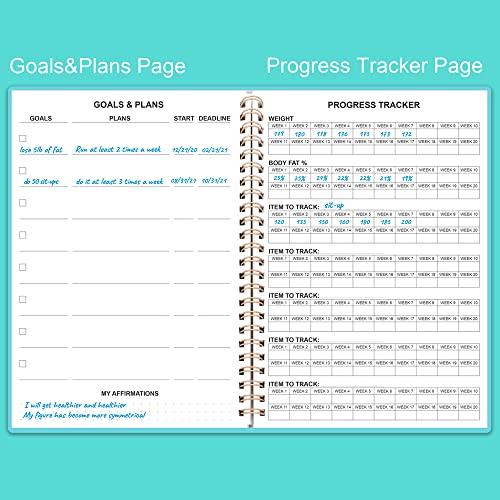 Fitness Planner for Women & Men - A5 Workout Log Book/Exercise Log to Track Weight Loss, Gym, Bodybuilding Progress - Daily Health & Wellness Journal, 5.8X8.25 In Workout Book - style: Teal