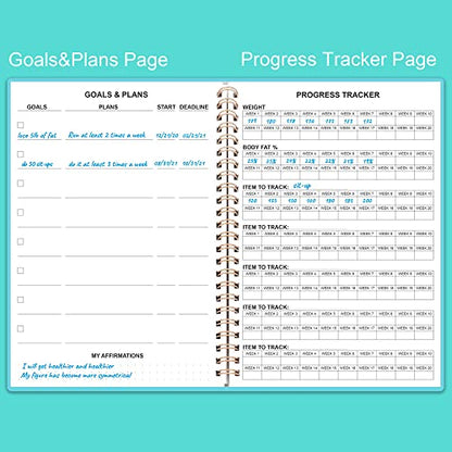 Fitness Planner for Women & Men - A5 Workout Log Book/Exercise Log to Track Weight Loss, Gym, Bodybuilding Progress - Daily Health & Wellness Journal, 5.8X8.25 In Workout Book - style: Teal