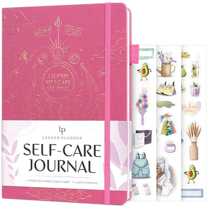 Legend Self-Care Journal – Guided Daily Reflection Notebook for Mental & Physical Health – Mood & Personal Development – 3-Month, 7x10” (Violet Blossom) - color: Violet Blossom - Gold foil