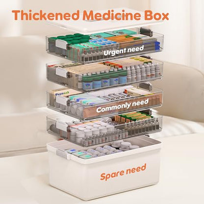 Citylife 5-Tier Medicine Organizer, Portable Medicine Cabinet First Aid Kit with Handle, Multi-Purpose Organizer for Family First Aid, Home, Travel - size: 5-Tier
