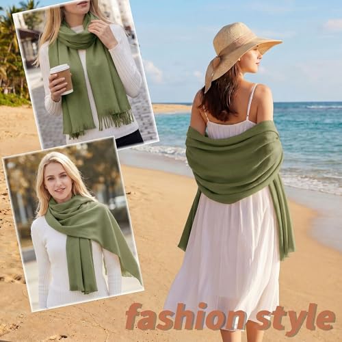 Pashmina shawls and wraps for Evening Dresses Scarf for Women Winter Shawl Wraps for Women Weedings - color: Green
