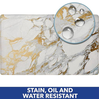 SoHome Cozy Living Anti Fatigue Mat Kitchen Mat Non Slip Stain Resistant Easy Clean 1/2 Inch Thick Kitchen Floor Mats, Marble Gold 17.5" x 30" - color: Gold, size: 30"L x 17.5"W x 0.5"Th