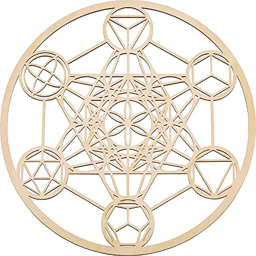 Fourth Level MFG 12" Platonic Solids, Sacred Geometry Wood Wall Art, Universe Elements Symbol, Zen Home Decoration for Yoga and Meditation, Good Energy Spiritual Altar Decor, Chakra Crystal Grid - color: 12" Platonic Solids