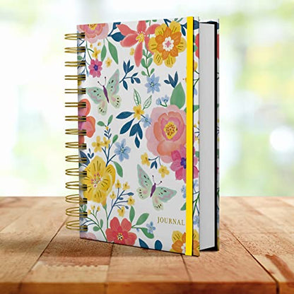 Designer Greetings, Designer Papers Flex Cover Journal with Elastic Band, Floral - 320 Pages (6” x 8.25”) - Back-to-School Supplies, Creative Writing, Personal Notes - style: Floral