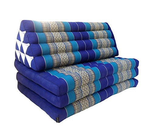 Leewadee 3-Fold Mat XXL with Triangle Cushion – Firm TV Pillow, Foldable Mattress with Cushion Made of Eco-Friendly Kapok, 67 x 31 inches, Blue - color: Sf28 - Blue, size: 3 seating segments XL