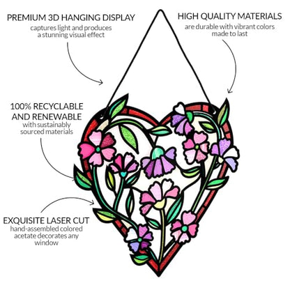 Lovepop Love Suncatcher Card for Her and Him - 3D Greeting Cards for Boys, Girls, Men, Women - Love Grows - 5" x 7" Heart Card - Blank Note Card & Envelope Included - color: Love Grows Heart Suncatcher Card