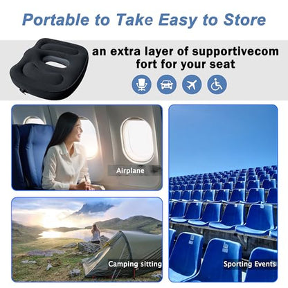 Sondor Travel Cushion,Air Seat Cushion,Evolution Cushion Portable & Lightweight Inflatable Seat Cushion - Ideal for Airplane Chairs, School Bleachers, Stadium Seats, and Wheelchairs - color: Black