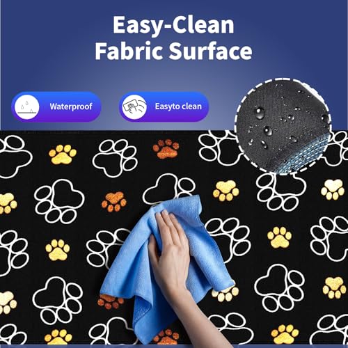 Extra Large Gaming & Office Mouse Pad (31.5" x 11.8") – Abstract Cute Dog Paw Prints Gold and White Design, Premium Anti-Slip XXL Desk Mat with Durable Stitched Edges - color: Design WKLXD043