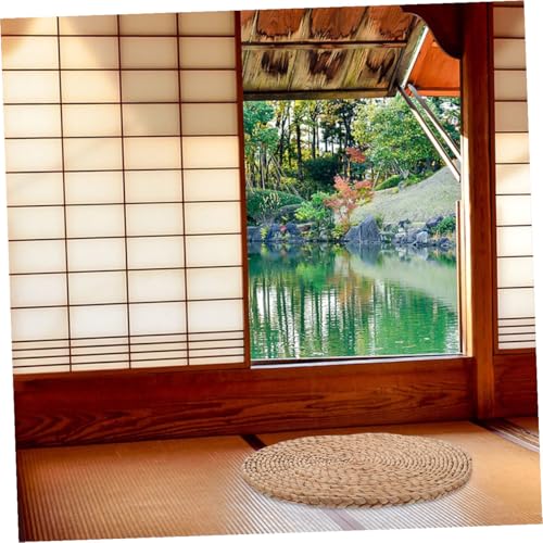 Angoily Woven Round Meditation Cushion 40cm Diameter Thick 1.5cm Eco-Friendly Plant Floor Pillow for Indoor Seating and Picnic Floor Pad
