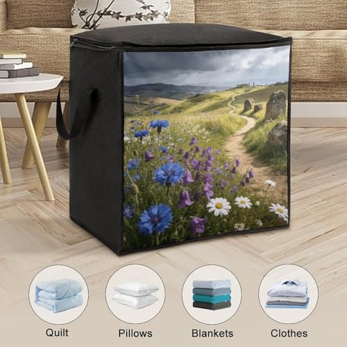 Cloud Shadow Hill Storage Bag Portable Closet Organizer Storage Bags Quilt Storage Bags with Zippered Breathable Storage Bag with Carry Handles for Blanket Pillow Bedding