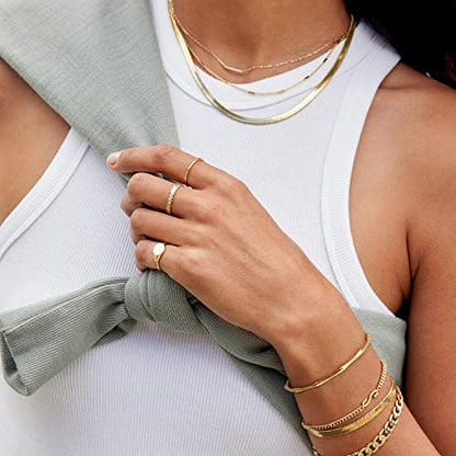 POTESSA 18K Gold Plated Cuff Bracelets Adjustable Dainty Bangle Handemade Jewelry for Women - style: Bamboo