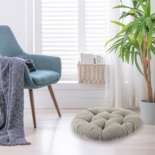 Round Floor Cushion Meditation Seat Pad, Corduroy Thick Plush 42Cm Diameter, Charcoal Gray, Soft Outdoor and Indoor Yoga Cushion for Adults, Office and Living Room Seating