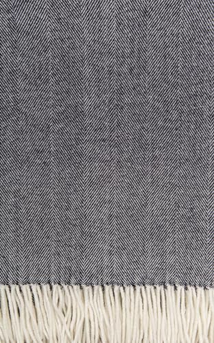 Alashan Cotton Acrylic Adirondack Herringbone Woven Throw - Onyx Blanket - Lightweight Throw Blanket - color: Onyx