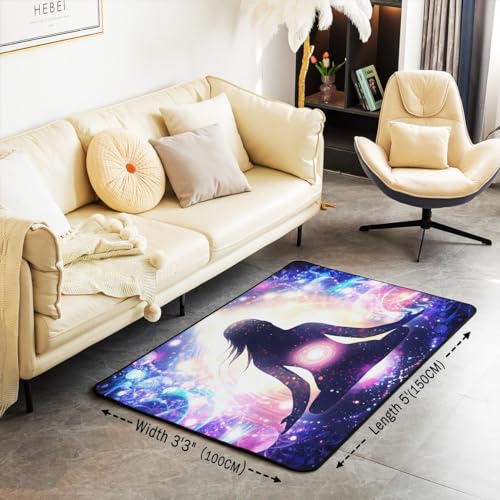 jejeloiu Yoga Rugs for Living Room Bedroom Area Rug 4x5 Women Men Zen Spiritual Decorative Carpet for Kitchen Laundry Entryway Floor Mats - size: 3'11" x 5'3" (Rectangular)
