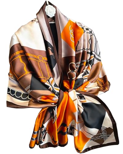 Dress Scarves Shawl Wraps Long Silky Scarf for Women Dressy Fashion Lightweight for Decorative Formal Evening Gowns - color: 1029-orange Saddle