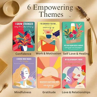 Affirmation Cards for Women – Bold & Beautiful Gift Set with 44 Daily Empowering Quotes + Wooden Stand – Self Love, Confidence, Motivation, Mindfulness