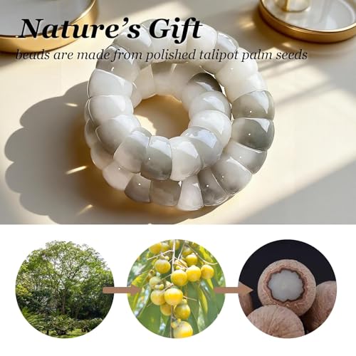 Roe Dolph Bodhi Bead Fidget Anxiety Bracelet for Women Men Chunky Stretch Beaded Mindful Jewelry Daily Reminder Gift for Mom Wife Friend - color: A1:grey