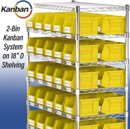 Akro-Mils 30237 AkroBins Plastic Storage Bins, Space-Saving Stackable Bins for Garage, Pantry, Craft Organization, 9" x 6" x 5", Yellow, 12-Pack - color: Yellow
