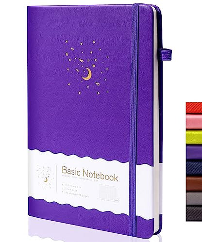 CAGIE Lined Journal Notebook for Work, Hardcover Notebook Journal with Pen Loop, A5 Notebook Journal Cover, Medium 5.7" x 8.3", (Purple Ruled), Gifts - color: 01 Purple