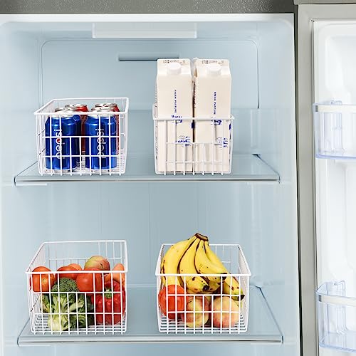 Orgneas Freezer Organizer Bins, Vertical Sides Wire Freezer Baskets for Upright Freezer, Chest Freezer Organizer Deep Freezer Storage Containers for Foods, Snacks, Vegetables, Fruits, Set of 6