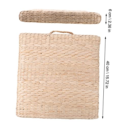 PRETYZOOM Handmade Straw Seat Mat Yoga Meditation Pad Decorative Floor Pillow Indoor Welcome Mat