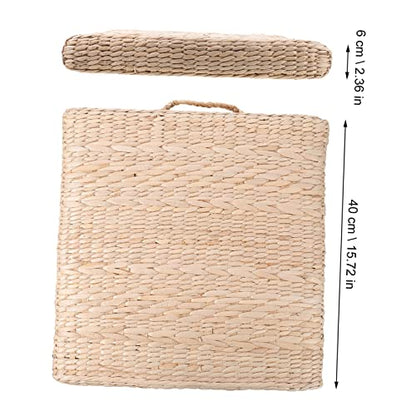 PRETYZOOM Handmade Straw Seat Mat Yoga Meditation Pad Decorative Floor Pillow Indoor Welcome Mat