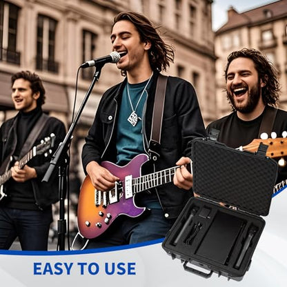 Microphone Carrying Storage Hard Case 2 mic Custom Foam+（ DIY Foam） for Mic Audio Gear Mic Bag Microphone case compatible Phenyx TONOR shure Wireless Microphone 16.5 x 14 x 4.7 inch - color: 2mic case
