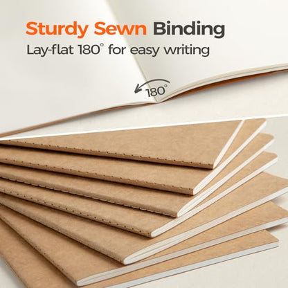 48 Pack Kraft Notebooks Bulk A5, 60 Pages Blank Unlined Journals, 8.3x5.5 Inches, Natural Kraft Cover Composition Notebooks for School Office Students Artists