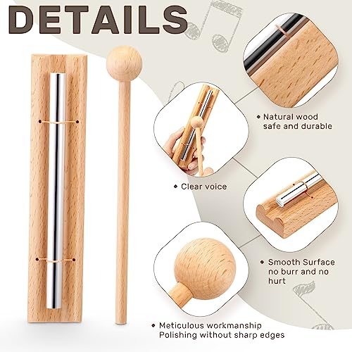 Boao 12 Pieces Meditation Chime, Mindfulness Teacher Hand Bell Chime Musical Percussion Instrument with Mallet Reminder Tools for Prayer Yoga Music Sound Therapy Gift