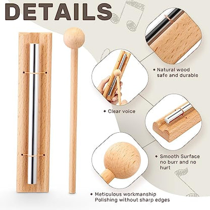 Boao 12 Pieces Meditation Chime, Mindfulness Teacher Hand Bell Chime Musical Percussion Instrument with Mallet Reminder Tools for Prayer Yoga Music Sound Therapy Gift