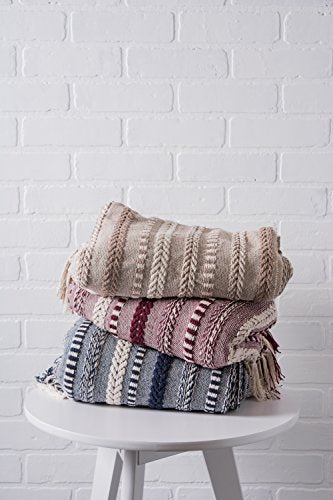 DII Braided Striped Decorative Throw Blanket, 50x60, Navy - color: Navy