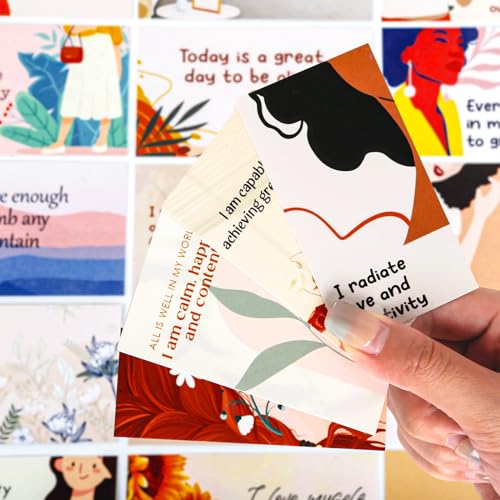 BRYTEFY 100 Empowering Affirmation Cards for Women, Daily Motivation with Thought-Provoking Questions, Mindfulness, Inspiration, and Meditation and Self Care Gift For Women. - color: 100Warm