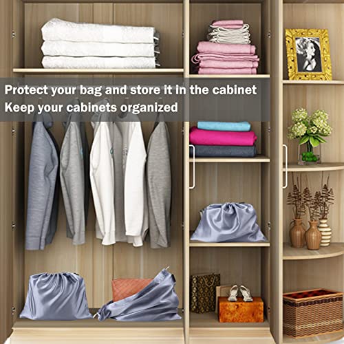 2 Pack Dust Bags for Handbags Silk Dust Cover Bag for Handbags Purses Shoes, Dustproof Drawstring Bag Travel Storage Pouch (Grey) - color: Grey