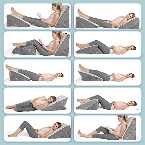 Kolbs Bed Wedge Pillow for Sleep Apnea, FSA Eligible Acid Reflux, and Back Pain Relief, with Chic Jacquard Cover - Headboard Wedges for Sleeping (Adjustable Height Wedge) - size: Adjustable Height Wedge