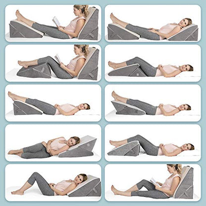 Kolbs Bed Wedge Pillow for Sleep Apnea, FSA Eligible Acid Reflux, and Back Pain Relief, with Chic Jacquard Cover - Headboard Wedges for Sleeping (Adjustable Height Wedge) - size: Adjustable Height Wedge
