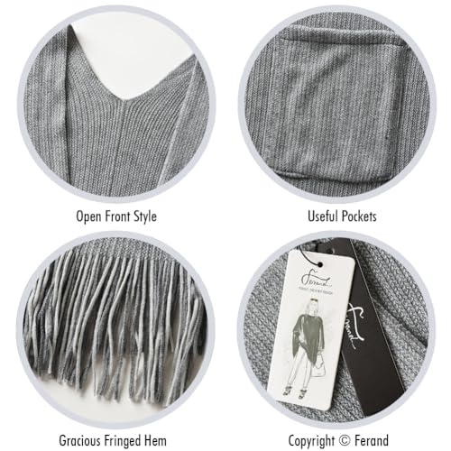 Ferand Shawl Wraps for Women, Cozy Lightweight Poncho Cape with Pockets, Warm for Fall Winter Travel - color: Grey