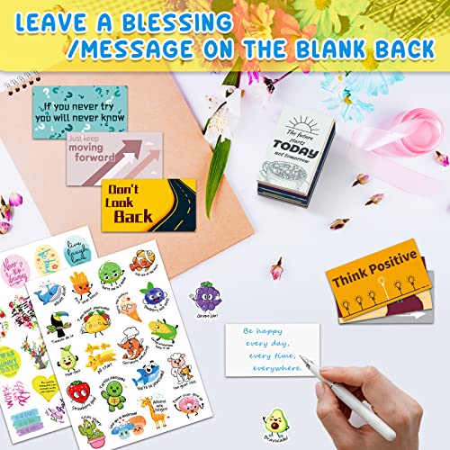 zheyistep 400Pcs Inspirational Cards Set, 200Pcs Affirmation Cards for Women, 200Pcs Motivational Stickers for Kids, Business Card Sized Encouragement Cards for Students Teachers