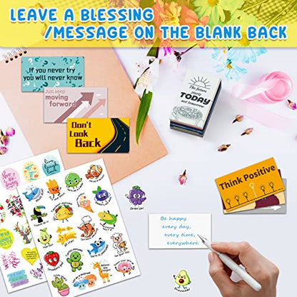 zheyistep 400Pcs Inspirational Cards Set, 200Pcs Affirmation Cards for Women, 200Pcs Motivational Stickers for Kids, Business Card Sized Encouragement Cards for Students Teachers