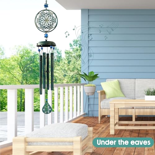 Wind Chimes for Outside Zen Atmosphere Wind Chime Windchime Outdoors for Outdoor Garden Patio Decor with Mandala Design Windchime Gifts for Mother Grandma Sisters(6 Petal)