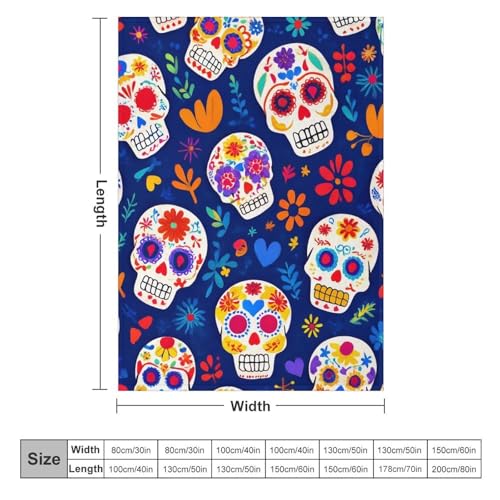 Fashion Bed Sofa Couch Cover, Unisex Blanket, Day Dead Cool Mexican Sugar Skull Lightweight Flannel Blanket - color: Color78, size: 30"x40"