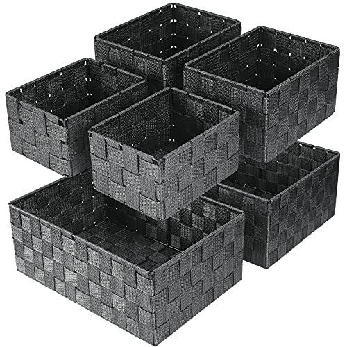 Woven Storage Baskets, Storage Bins, Cube Basket Container Baskets Storage Boxes Organizers for Clothes/Shelves/Closet, Set of 6 (Grey) - color: Grey, size: 6 pack
